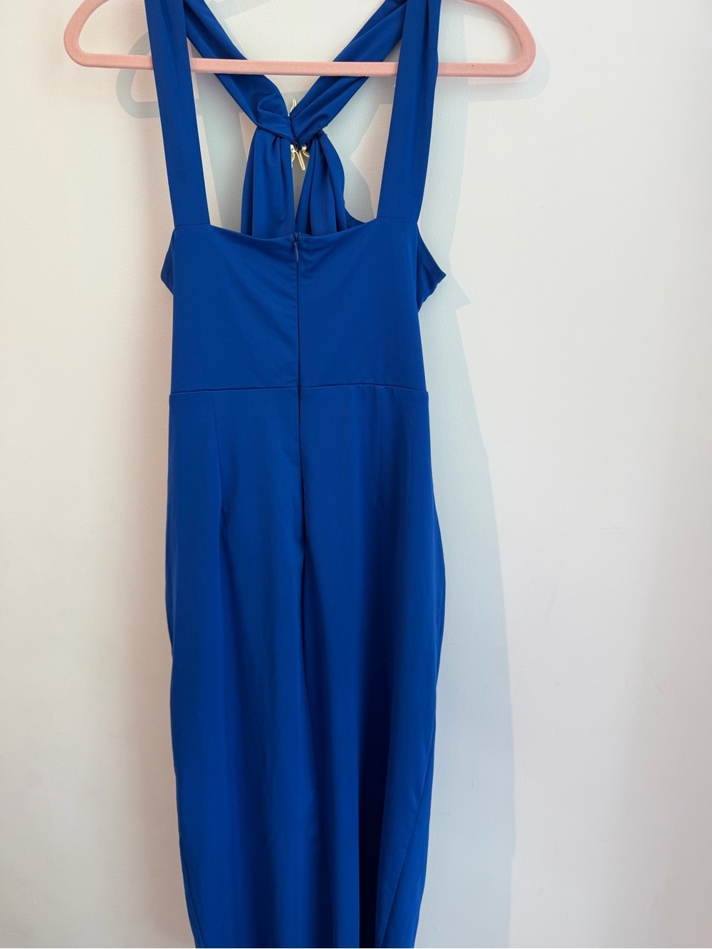 Bold Royal Blue Cutout Midi Wedding Dress - Picture 5 of 6